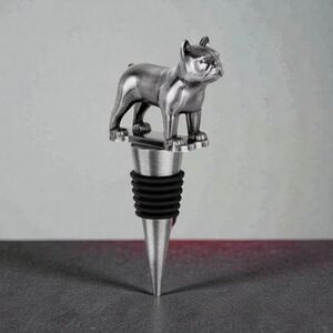 Adorable French Bulldog Pewter Metal Wine Bottle Stopper